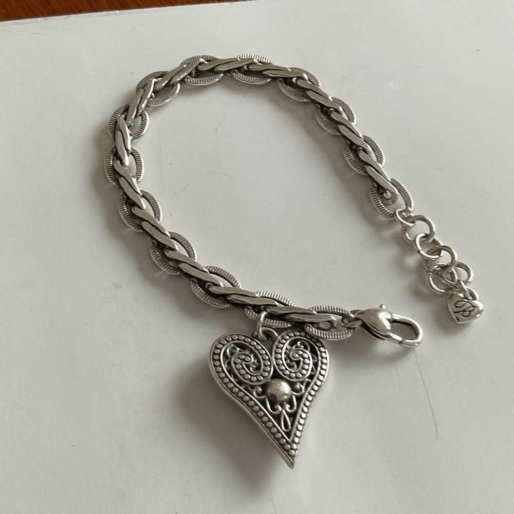 Brighton Silver Heart Pendant Bracelet